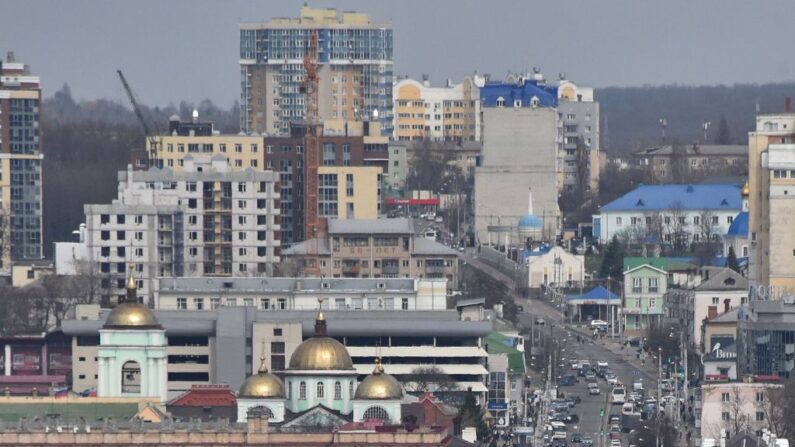 Une vue générale montre la ville russe de Belgorod, à quelque 700 km au sud de Moscou. (Photo VASILY MAXIMOV/AFP via Getty Images)