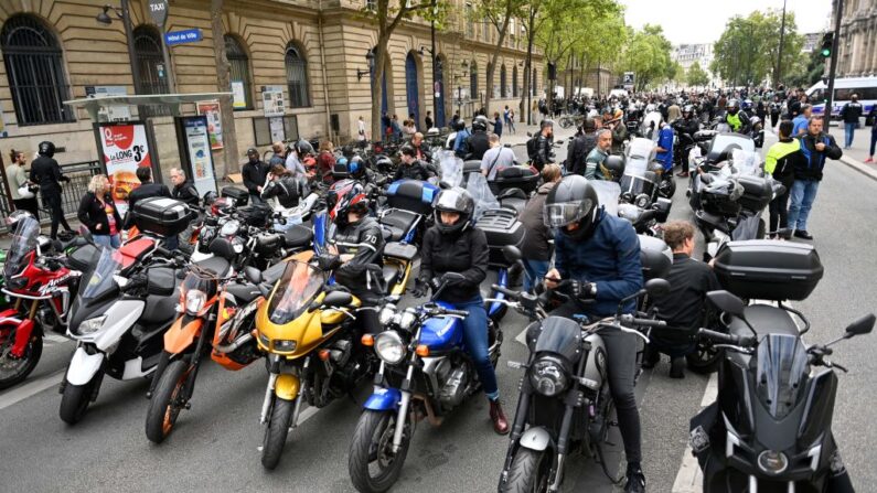 Des manifestations de motards sont attendues cette après-midi dans toute la France. (Photo JEAN-CHRISTOPHE VERHAEGEN/AFP via Getty Images)