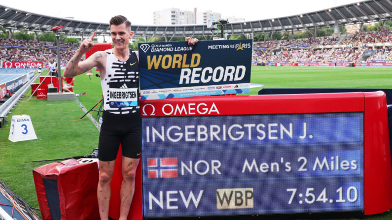Le champion olympique norvégien du 1.500 m Jakob Ingebrigtsen a battu son propre record d'Europe de la distance en 3 min 27 sec 95 jeudi à Oslo. (Photo by Dean Mouhtaropoulos/Getty Images)