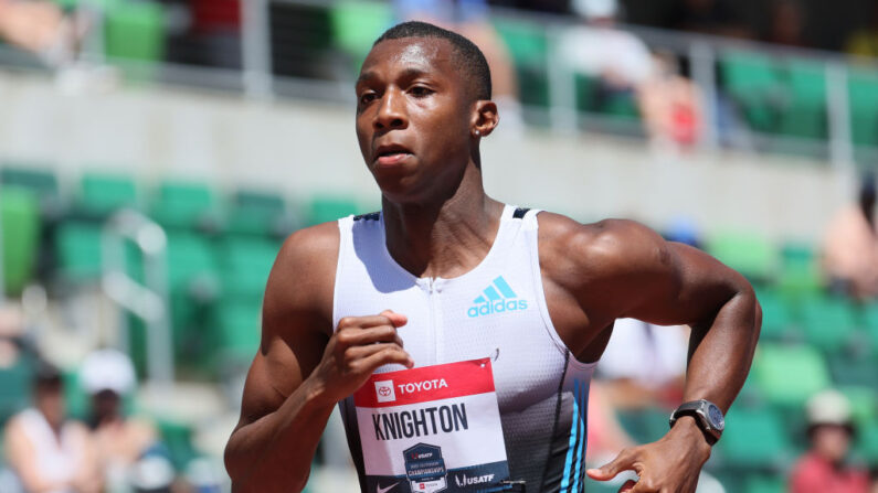 Erriyon Knighton (19 ans) s'avance en favori du 200 m des redoutables sélections américaines pour les Mondiaux d'athlétisme. (Photo by Andy Lyons/Getty Images)