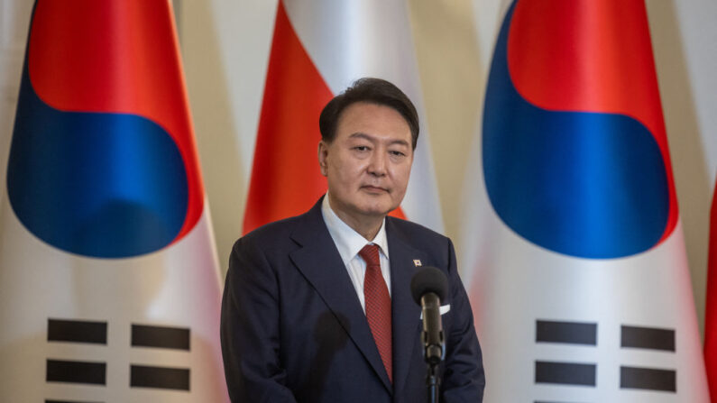 Le président sud-coréen Yoon Suk Yeol, le 13 juillet 2023. (Photo WOJTEK RADWANSKI/AFP via Getty Images)