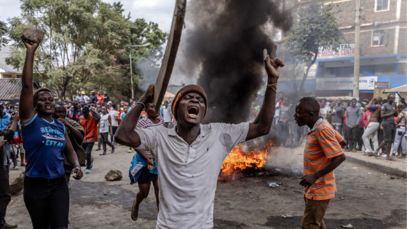 Manifestation contre le coût élevé de la vie à Nairobi au Kenya, le 19 juillet 2023. (Photo LUIS TATO/AFP via Getty Images)