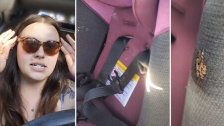 Une mère met en garde les parents après que le miroir du siège arrière a réfléchi la lumière du soleil, provoquant l’embrasement du siège pour enfant