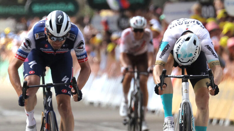 Matej Mohoric, vainqueur à Poligny vendredi sur le Tour de France. (Photo by THOMAS SAMSON/AFP via Getty Images)