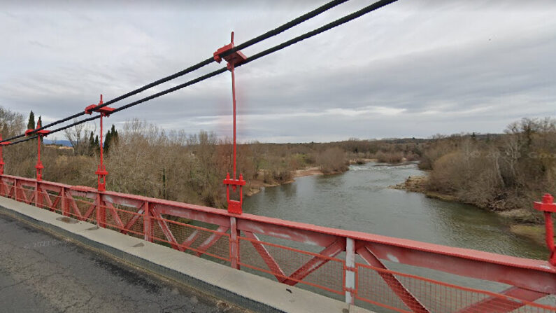 Vue sur la rivière depuis le pont suspendu de Canet (Google maps)