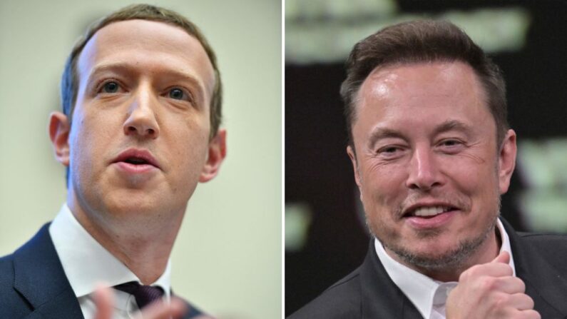 Elon Musk (à dt.) et Mark Zuckerberg. (Photo MANDEL NGAN,ALAIN JOCARD/AFP via Getty Images)