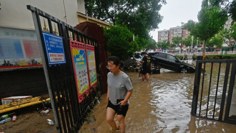 Des pluies diluviennes se sont abattues sur le nord de la Chine le 31 juillet 2023. La capitale a émis ses alertes les plus élevées en matière d'inondations et de glissements de terrain. 
(Photo PEDRO PARDO/AFP via Getty Images)