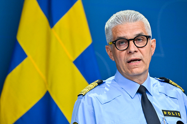 Le commissaire de la police nationale suédoise, Anders Thornberg, à Stockholm, le 17 août 2023. (Photo HENRIK MONTGOMERY/TT NEWS AGENCY/AFP via Getty Images)
