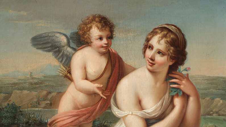 "La tentation d'Éros", 1750-1775, par Angelica Kauffmann. Huile sur toile. Metropolitan Museum of Art, New York. (Domaine public)