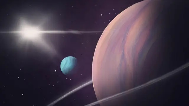 Une illustration non datée montre une lune d'un diamètre environ 2,6 fois supérieur à celui de la Terre en orbite autour d'une planète géante gazeuse d'un autre système solaire situé à environ 5700 années-lumière de notre système solaire. (Helena Valenzuela Widerstrom/Handout via Reuters)