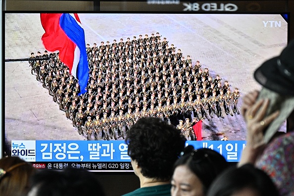 Défilé marquant le 75e anniversaire de la fondation de la Corée du Nord, le 9 septembre 2023. (Photo ANTHONY WALLACE/AFP via Getty Images)