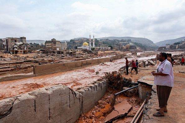 Des dégâts causés par les inondations à Derna, dans l'est de la Libye, le 11 septembre 2023. (Photo AFP via Getty Images)