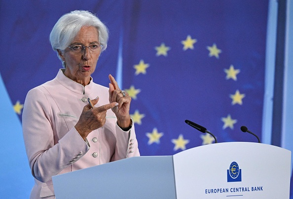 Christine Lagarde, présidente de la BCE lors de la réunion du conseil des gouverneurs à Francfort-sur-le-Main, le 14 septembre 2023. (Photo KIRILL KUDRYAVTSEV/AFP via Getty Images)