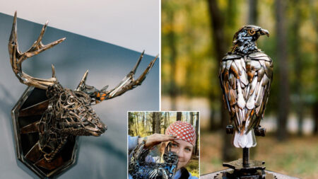 Une artiste talentueuse utilise des déchets métalliques recyclés pour créer des sculptures impressionnantes d’oiseaux et d’animaux