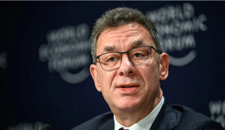 Albert Bourla, PDG de Pfizer, à Davos, le 25 mai 2022. (Fabrice Coffrini/AFP via Getty Images)