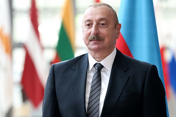 Le président de l'Azerbaïdjan Ilham Aliyev. (Photo KENZO TRIBOUILLARD/AFP via Getty Images)