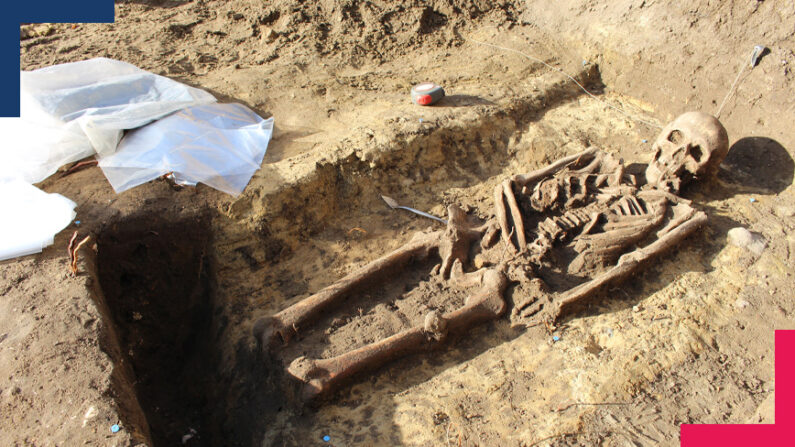 Les sarcophages et les squelettes découverts à Choisy-au-Bac. (compte Facebook de Clésence)