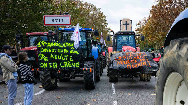 Manifestation d'agriculteurs à Toulouse. (Photo LIONEL BONAVENTURE/AFP via Getty Images)