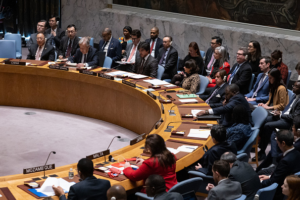Vue générale d'une réunion du Conseil de sécurité des Nations unies sur Gaza, au siège de l'ONU à New York, le 8 décembre 2023. (Photo : YUKI IWAMURA/AFP via Getty Images)