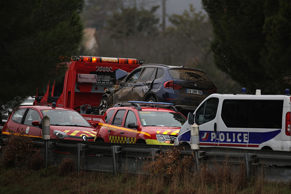 L'accident mortel qui a eu lieu mardi 23 janvier 2024 à Pamiers en Ariège a causé deux décès et un blessé grave, tous de la même famille. (VALENTINE CHAPUIS/AFP via Getty Images)