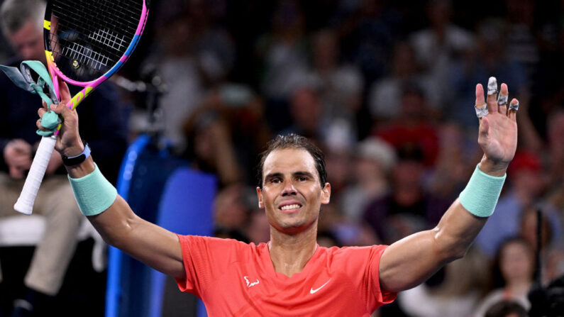 Rafael Nadal a signé mardi à Brisbane un retour gagnant, expéditif et encourageant à la compétition en dominant Dominic Thiem. (Photo : WILLIAM WEST/AFP via Getty Images)