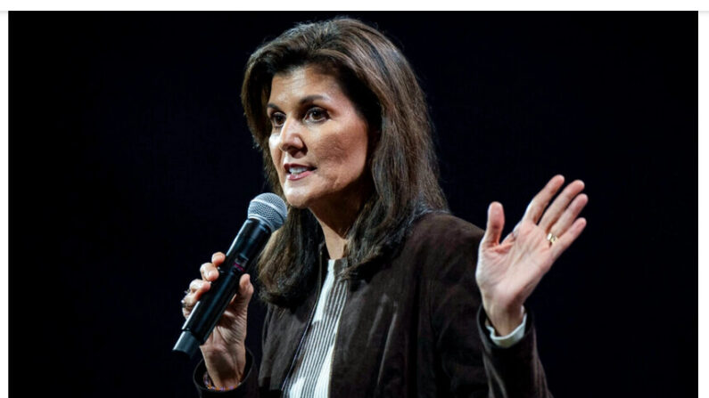 Nikki Haley, candidate républicaine à l'élection présidentielle américaine et ancienne ambassadrice des États-Unis à l'ONU, prend la parole lors d'un rassemblement à Aiken, en Caroline du Sud, le 5 février 2024. (Allison Joyce/AFP via Getty Images)