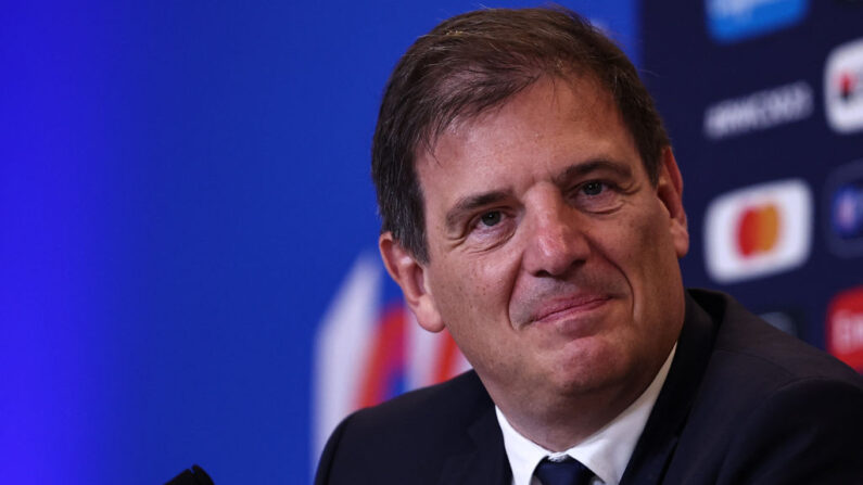 Le sélectionneur du XV de France Fabien Galthié n'est "absolument pas en danger", a assuré le président de la Fédération française de rugby Florian Grill à l'AFP lundi. (Photo : ANNE-CHRISTINE POUJOULAT/AFP via Getty Images)