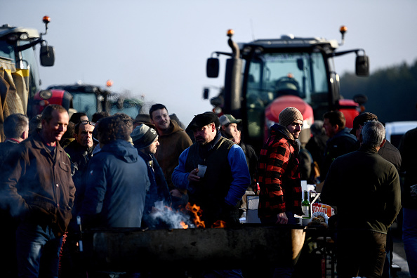 Manifestation des agriculteurs en France, le 31 janvier 2024.  (CHRISTOPHE ARCHAMBAULT/AFP via Getty Images)