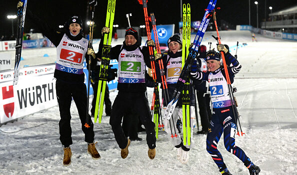 Mondiaux de biathlon: le relais mixte Français en or met fin à la domination norvégienne