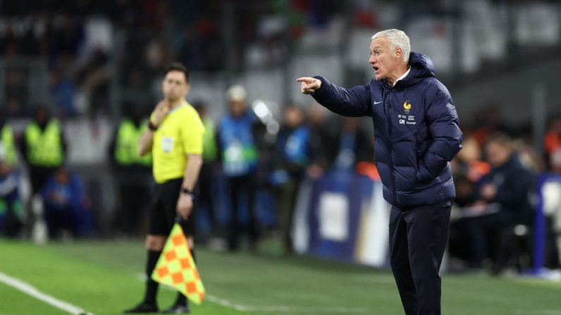 Didier Deschamps a estimé mardi, après le succès contre le Chili en amical (3-2), que les Bleus devront "faire beaucoup plus" pour "être performants" à l'Euro-2024. (Photo : FRANCK FIFE/AFP via Getty Images)