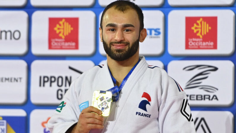 Le champion d'Europe 2023 Luka Mkheidze (-60 kg) et quatre autres judokas français sélectionnés olympiques participeront aux Championnats du monde de judo à Abou Dhabi (19-24 mai). (Photo : SYLVAIN THOMAS/AFP via Getty Images)