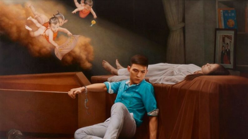 Lin Yu Hsuan, de Taïwan, a remporté le prix de la jeunesse exceptionnel lors du 6e concours international de peinture figurative de NTD pour "Merciful Encouragement" (Encouragement miséricordieux). Huile sur toile ; 157 cm par 208.7 cm. (Concours international de peinture figurativede NTD)