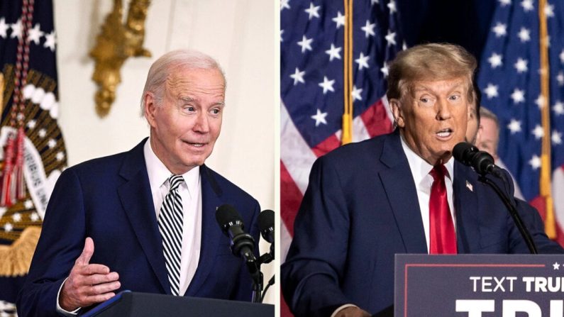 Le président américain Joe Biden. (Brendan Smialowski/AFP via Getty Images) / L'ancien président Donald Trump. (John Fredricks/Epoch Times)
