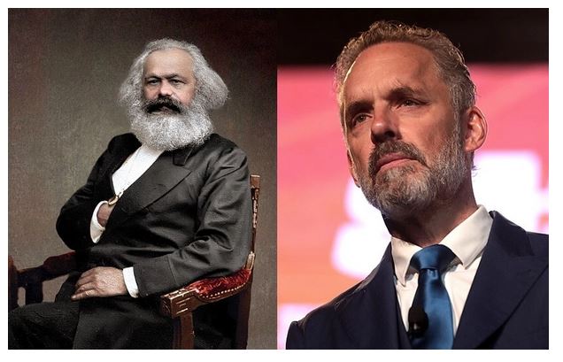 Karl Marx (à g.) et Jordan Peterson. (Image composite de FEE ; John Jabez Edwin Mayall/Wikimedia Commons ; Gage Skidmore/Wikimedia Commons, CC BY-SA 2.0)
