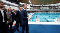 Emmanuel Macron a inauguré le centre aquatique avant une « revue de chantier » à 100 jours des JO
