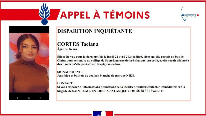 Au moment de sa disparition, Taciana était vêtue d'un jean bleu et de baskets blanches de marque Nike. (Crédit: Facebook/Gendarmerie des Pyrénées-Orientales)