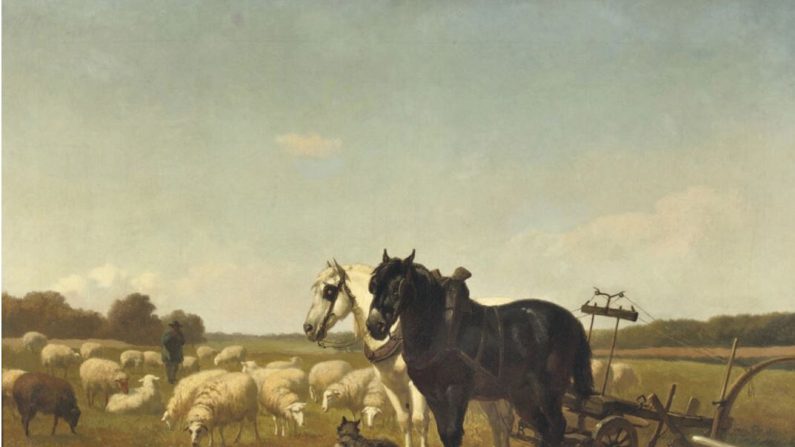 "The Plough-Team (L'équipe de la charrue), entre 1840 et 1897, par Edward Woutermaertens (Domaine public)