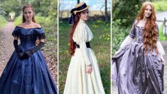 Une adolescente enchantée par la mode de l’époque de la Régence a cousu 300 robes avec des tissus réutilisés, et ses robes sont ravissantes