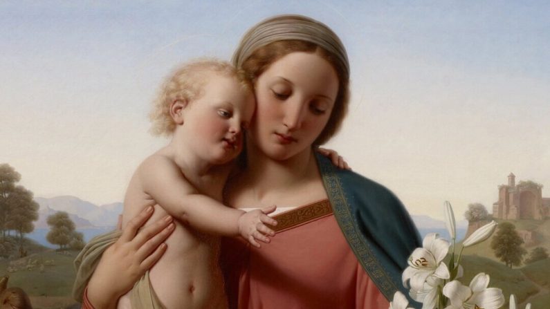 Un détail de La "Vierge à l'Enfant" , 1855 de Franz Ittenbach. Huile sur toile. Institut d'art de Minneapolis. (Domaine public)