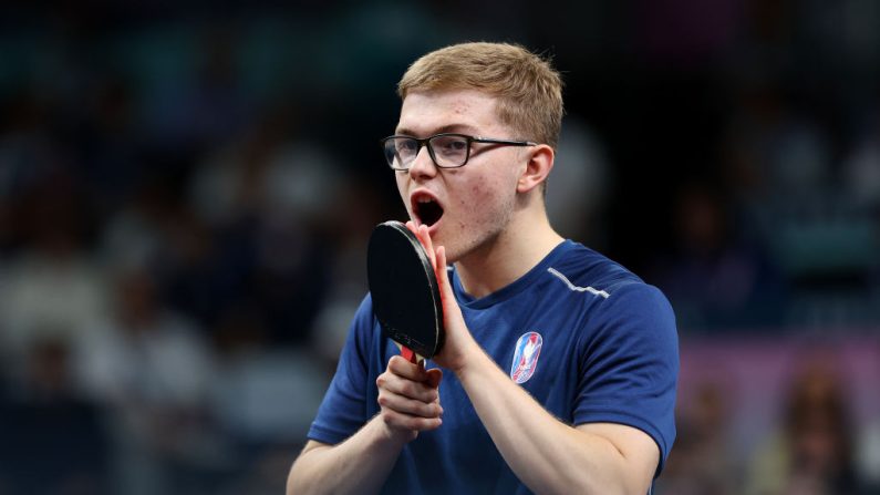 Blessé à la main à la suite d'un geste d'énervement en finale des championnats de France de tennis de table, Alexis Lebrun sera "absent un petit moment" de la compétition, a-t-il indiqué mercredi. (Photo : Lintao Zhang/Getty Images)