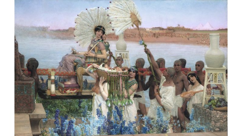 "La découverte de Moïse", 1904, par Lawrence Alma-Tadema. Huile sur toile. (Domaine public)