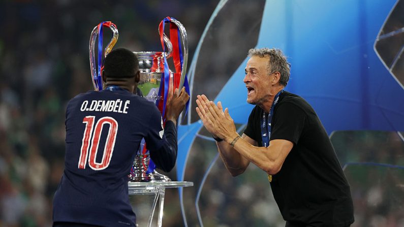 Ousmane Dembélé a été désigné joueur de la saison de Ligue des champions par l'UEFA dimanche, au lendemain de la finale remportée par le club contre l'Inter Milan à Munich (5-0). (Photo : Carl Recine/Getty Images)