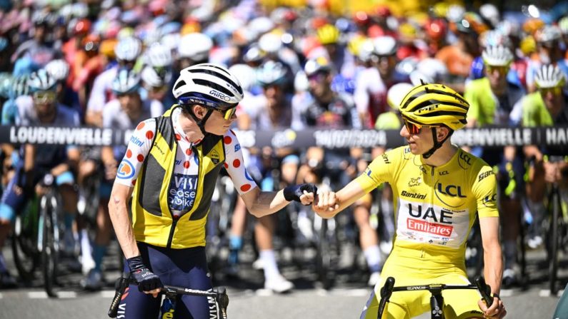 Principal favori du Tour de France, assure éprouver "un grand respect" pour Jonas Vingegaard, son grand rival, malgré quelques frictions "dans le feu de l'action" l'an dernier. (Photo : JASPER JACOBS/BELGA MAG/AFP via Getty Images)