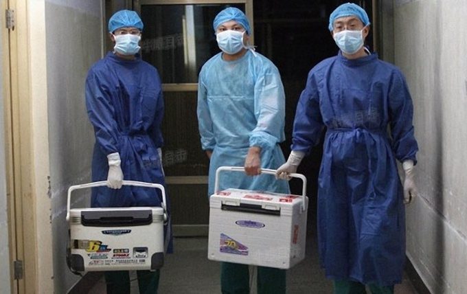 Des médecins chinois portant des organes frais pour une transplantation, dans un hôpital de la province du Henan, le 16 août 2012.(Capture d'écran/Sohu.com)